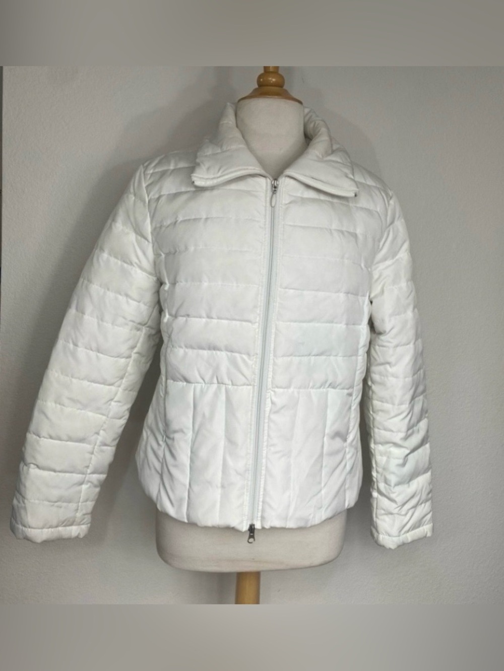 Kenneth Cole Reaction Womens White Full Zip Puffer Jacket Size XL Casual Outdoor